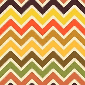 70's Chevron Afghan in Mod Multi + Cream