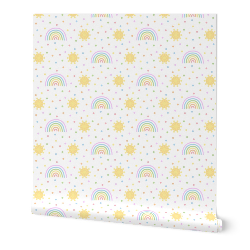 rainbow lions coordinate 3 inch small pastel rainbow yellow suns multicolor dots baby bedding nursery decor