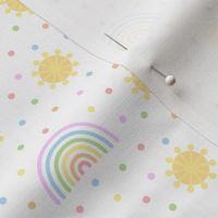 rainbow lions coordinate 1.5 inch extra small pastel rainbow yellow suns multicolor dots baby bedding clothes nursery decor