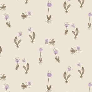 Dainty Holo Lilac Flower Circles Easter Blender Pattern on Cream White