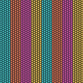 Polka Dot Palooza // small print // Tropical Multicolored Circles & Stripes on Stardust Steel