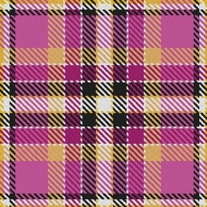 Waffle Grid Plaid in Pink and Gold