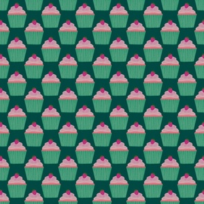 Small Strawberry Cupcake Teal and Green