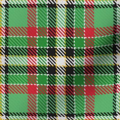 Waffle Grid Plaid in Christmas Red and Green