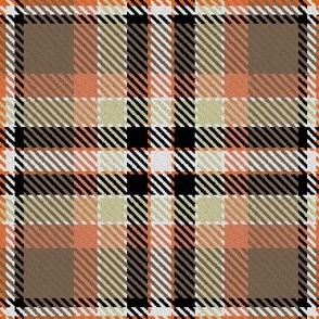 Waffle Grid Plaid in Peach Brown and Beige