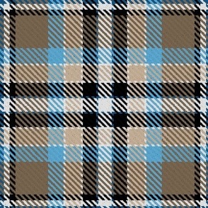 Waffle Grid Plaid in Brown and Sky Blue