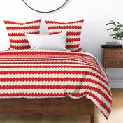 Zig Zag Zing // large print // Cool Fiery Crimson Horizontal Stripes on Ivory Spark