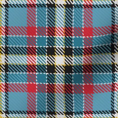 Waffle Grid Plaid in Red Grayed Blue Black and Yellow
