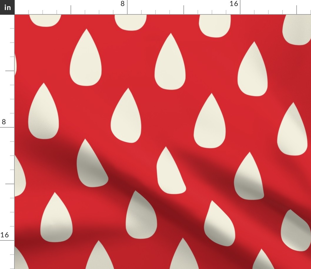 Raindance // x-large print // Ivory Spark Raindrops on Crimson Blaze