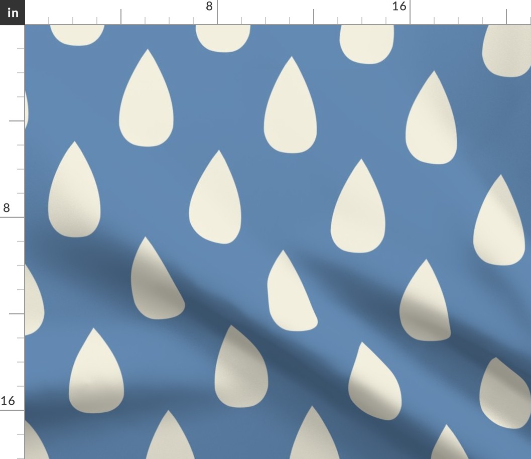 Raindance // x-large print // Ivory Spark Raindrops on Sapphire Flame