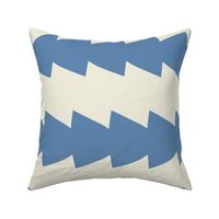 Zig Zag Zing // x-large print // Cool Sapphire Flame Horizontal Stripes on Ivory Spark