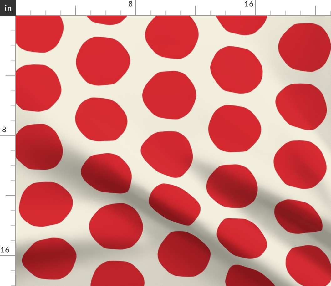 Polka Dot Party // x-large print // Fiery Crimson Circles on Ivory Spark