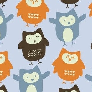baby owl on light blue background - baby boy nursery design 