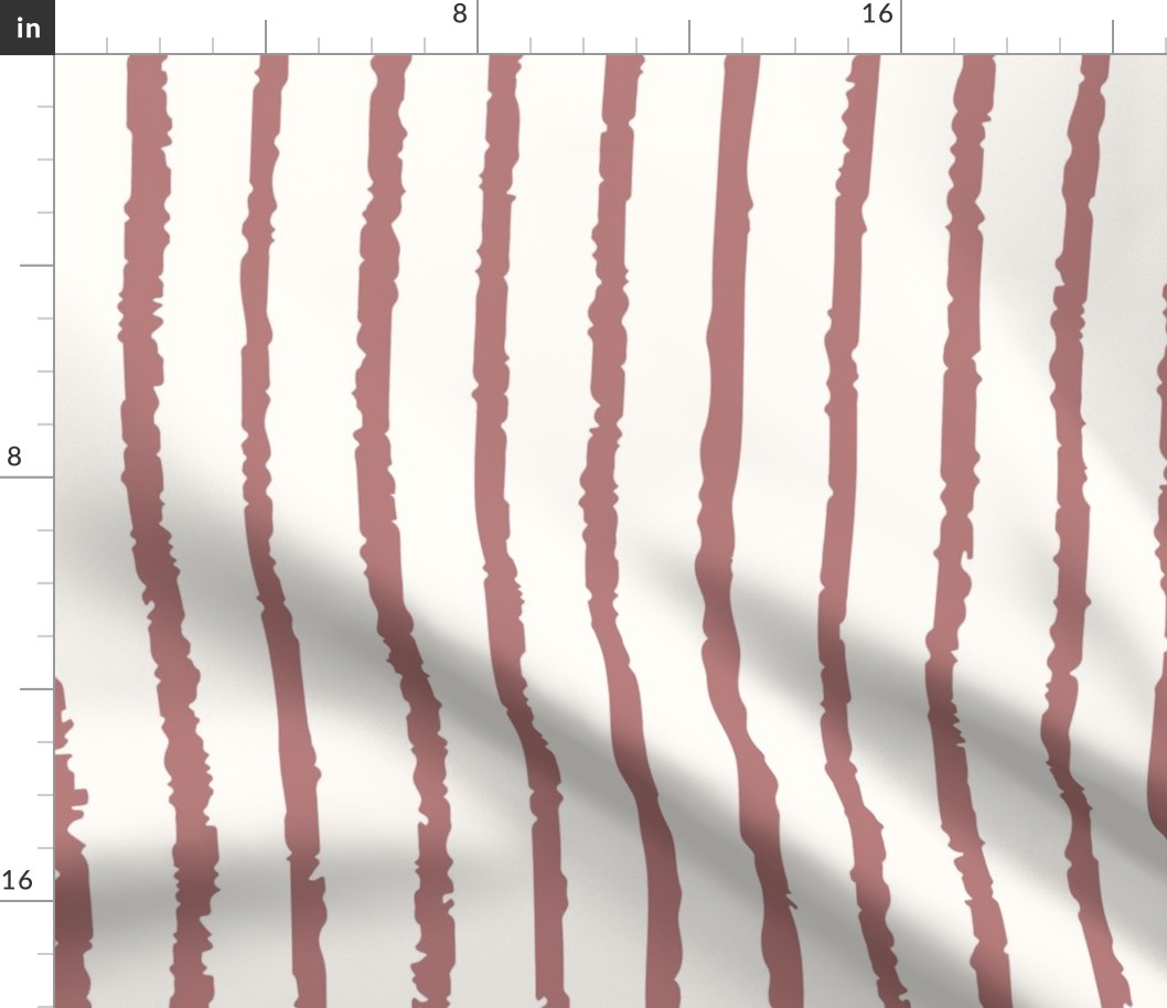 Large_Hand-Drawn Medium Dusty Pink Stripes on a White Background