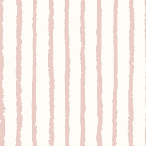 Extra Large_Hand-Drawn Light Dusty Pink Stripes on a White Background