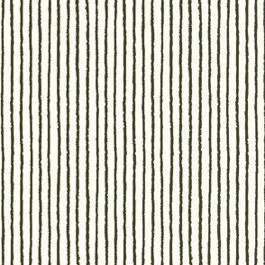 Extra Small_Hand-Drawn Dark Olive Green Stripes on a White Background