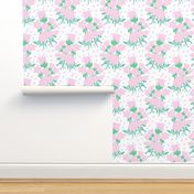 Foxglove Blooms Pastel Pink, Lilac Purple And Pale Yellow On White 50’s Retro Modern Wallpaper Floral Half-Drop Pattern Written On The Wind Movie Palette