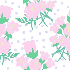 Foxglove Blooms Pastel Pink, Lilac Purple And Pale Yellow On White 50’s Retro Modern Wallpaper Floral Half-Drop Pattern Written On The Wind Movie Palette