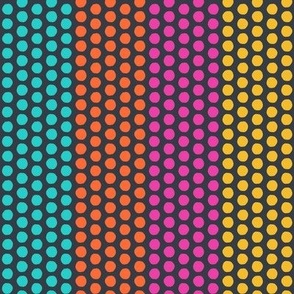 Polka Dot Palooza // medium print // Tropical Multicolored Circles & Stripes on Stardust Steel