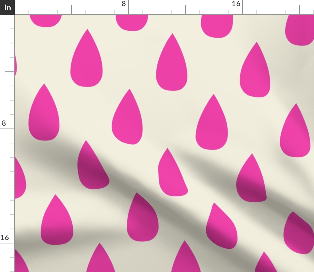 Raindance // x-large print // Flashy Fuchsia Raindrops on Pop Princess Pearl