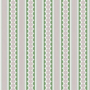 Spotted Stripes - Green & Warm Taupe