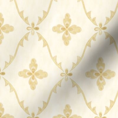 Elegant Grandmillennial minimalist floral damask in neutral and soft honey gold tones