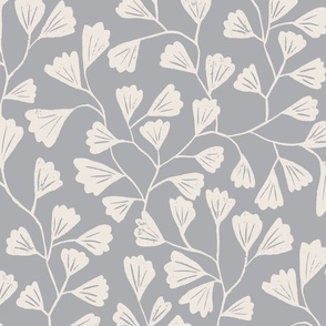 Warm Minimalism cream white gingko leaves on light grey