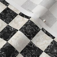Black and White Marble Checks - Small - Chess Checkerboard  Classic Tiles Faux Texture