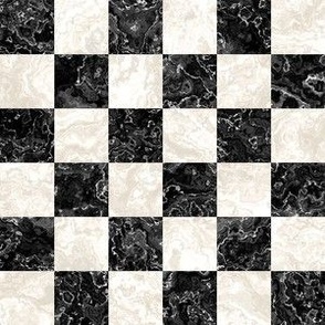 Black and White Marble Checks - Small - Chess Checkerboard  Classic Tiles Faux Texture