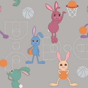 Bunnies and Basketball (small- Gray)