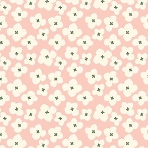 Botanical Strawberry blossom flower abstract pink cream and green s-m