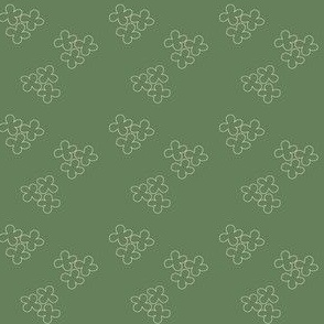 Strawberry blossom floral green on green small