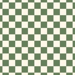 Green and cream kitch checkerboard small