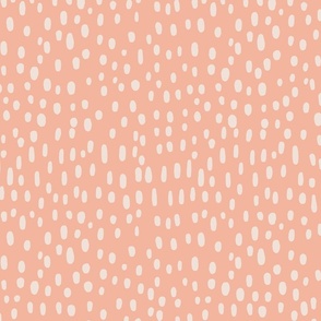 Large - Happy Skies - Raindrops from Sky - Organic Dots and Lines - Hand drawn - Neutral Nursery - Baby Girl  Nursery - Peach Fuzz Pink