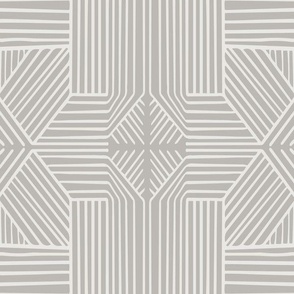(L) Geometric Thin Lines Stripes (s) - Non-directional Mudcloth Tribal - light beige on Grey Stone