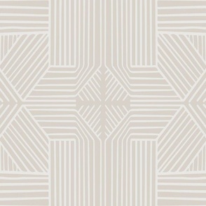 (L) Geometric Thin Lines Stripes (s) - Non-directional Mudcloth Tribal - light beige on Pebble Beige