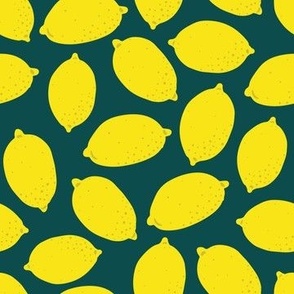S. Small Lemons, Yellow lemons on solid moody dark teal