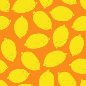 S. Small Lemons, Yellow lemons on solid bright orange