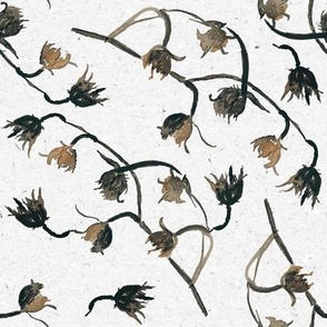 Brown and Black Thistle / Watercolor / Wildflowers