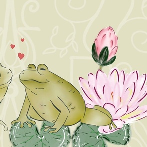 Hoppy in Love - Leap Year Frog Couple on Pistachio GreenHoppy in Love - Large Scale