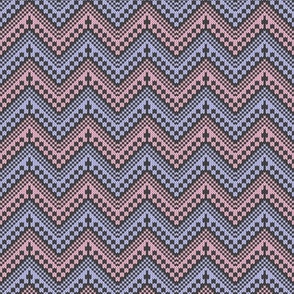 Knit crochet zigzag pink & blue