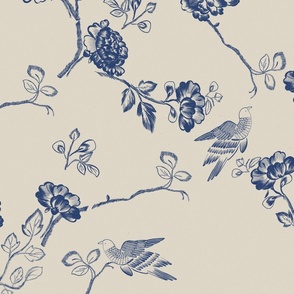 Chinoiserie Wallpaper Floral Blue