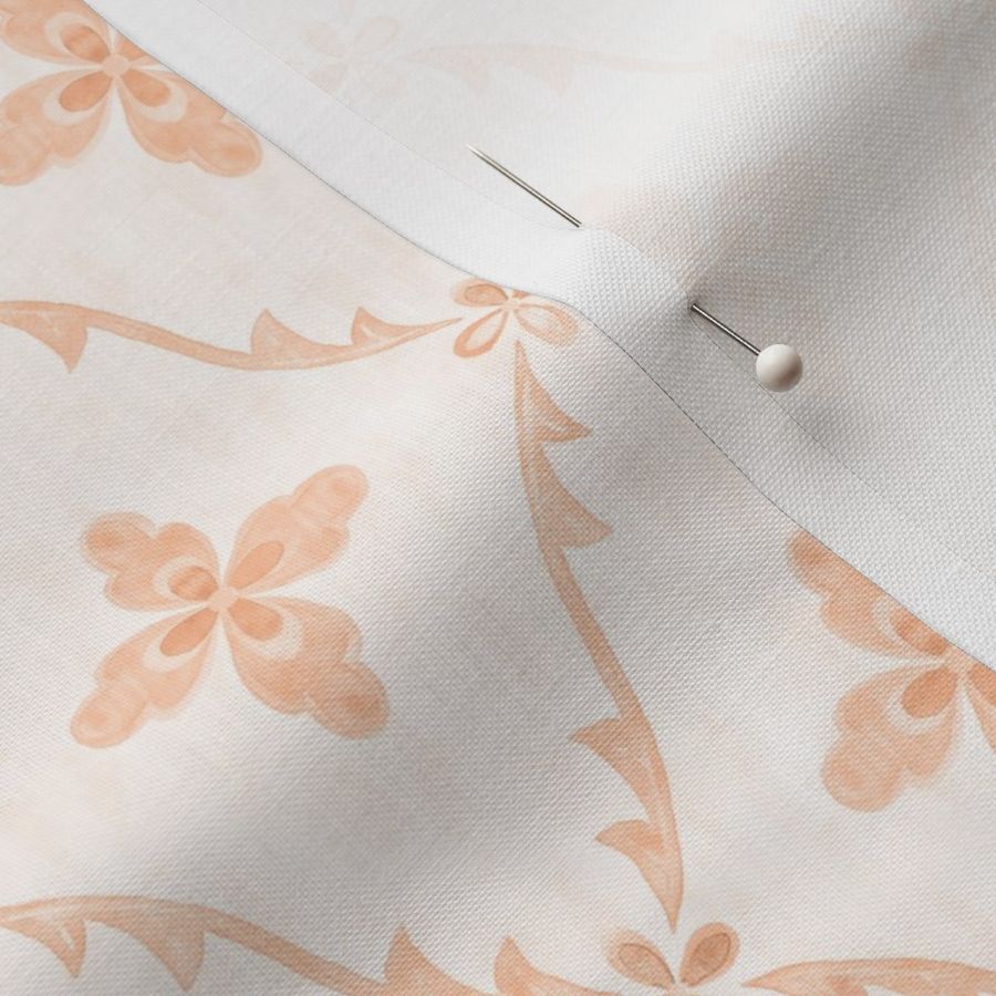 Elegant Grandmillennial minimalist floral damask in a soft peach fuzz monochrome palette