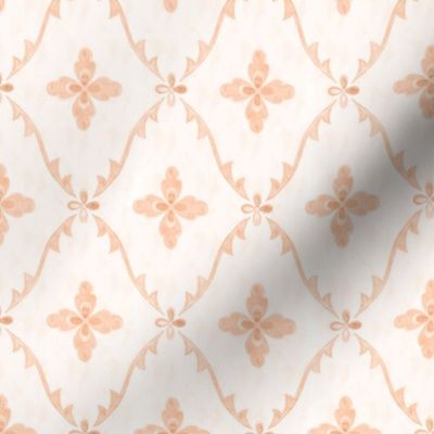 Elegant Grandmillennial minimalist floral damask in a soft peach fuzz monochrome palette