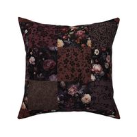 Moody Floral Cheater Quilt for French Noir Nursery dark Floral Romantic gothic patchwork dramatic flower 