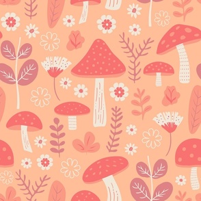 Mushroom and Flower - Peach Fuzz