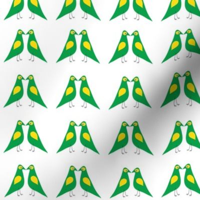 Green-Yellow Birds Facing Each Other