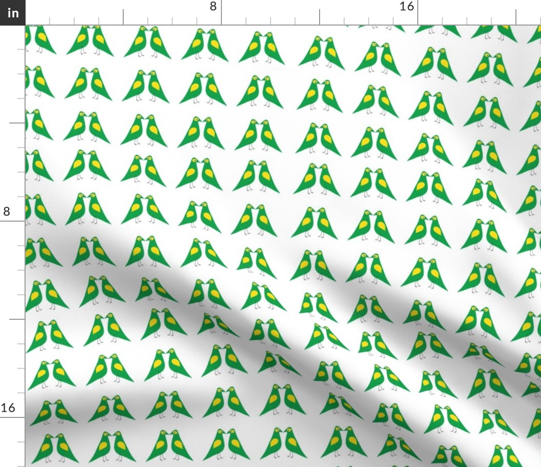 Green-Yellow Birds Facing Each Other