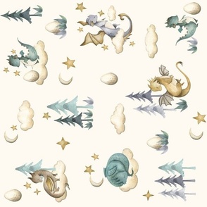 Little Dragons Rotated / Cream / Medium