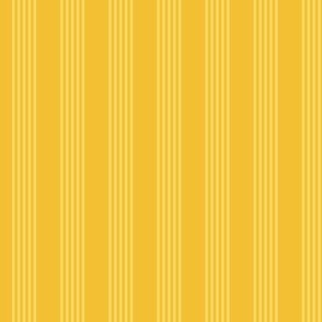 Small scale / Vertical 5 thin pastel stripes on retro yellow / Warm monochromatic light lemon pale straight lines on fresh rich goldenrod / simple plain classic 60s 70s modern fun sunny blender